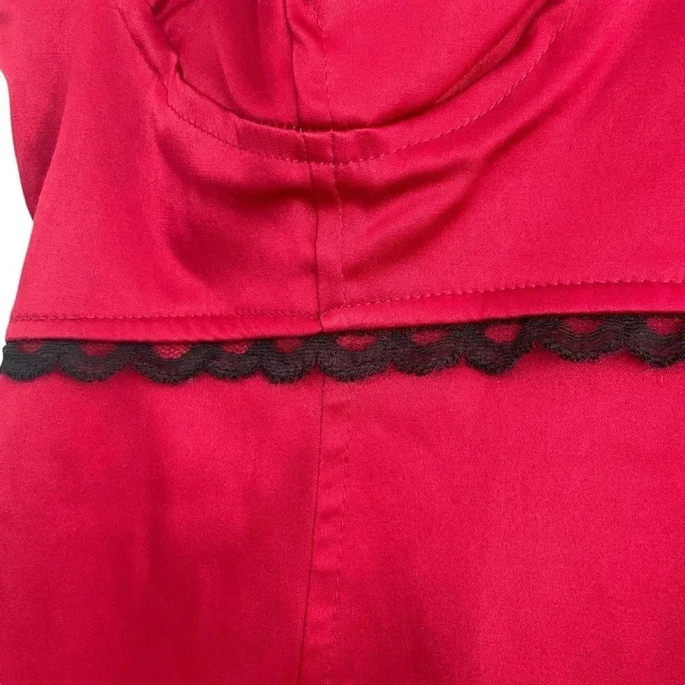 Vintage Y2K Red Black Lace Bodycon Dress - Picture 3 of 6